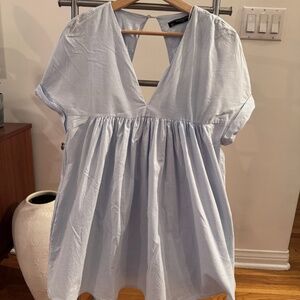 Zara Baby Doll Poplin Romper - Light Blue